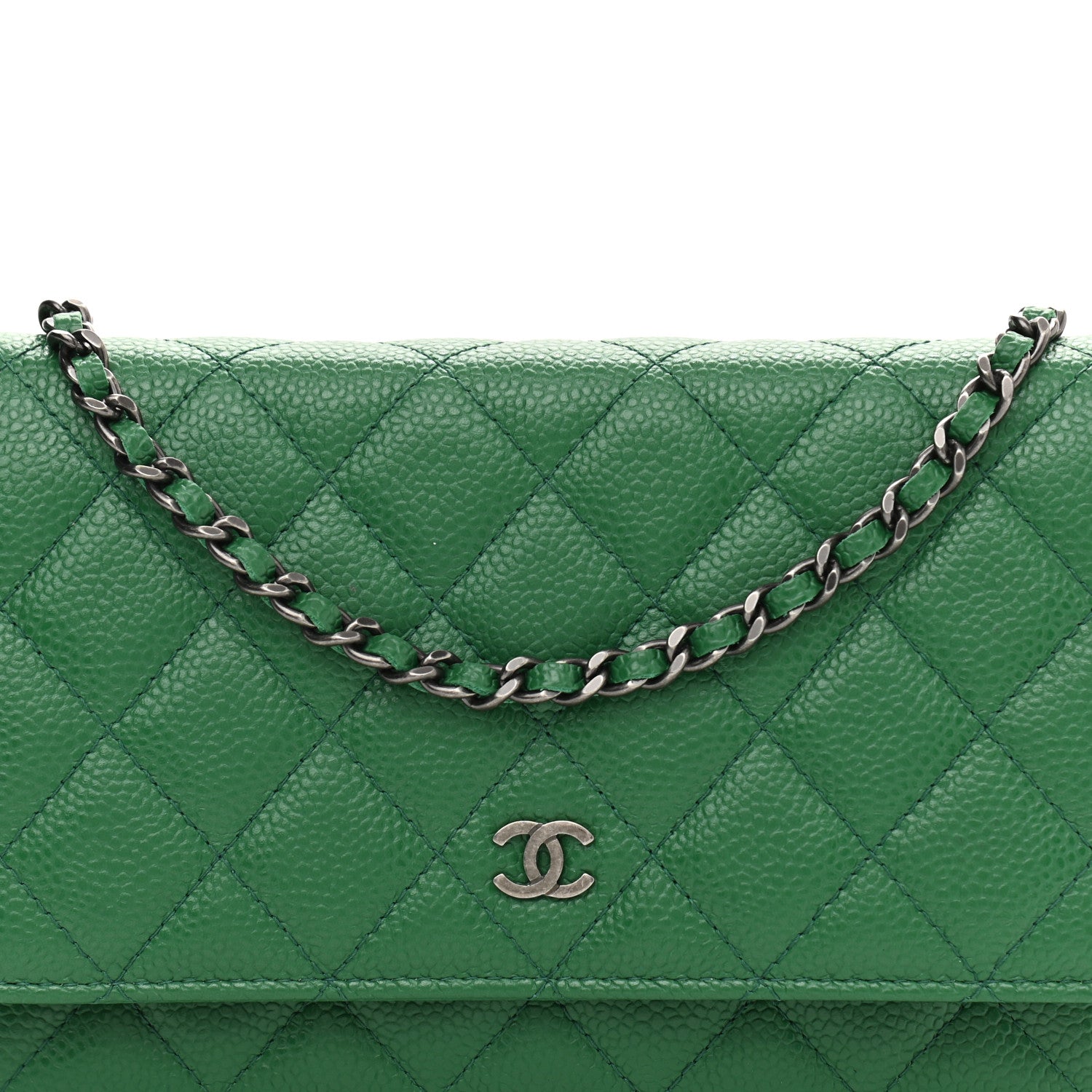 Chanel Caviar Quilted Wallet On Chain WOC Green 9 of 11