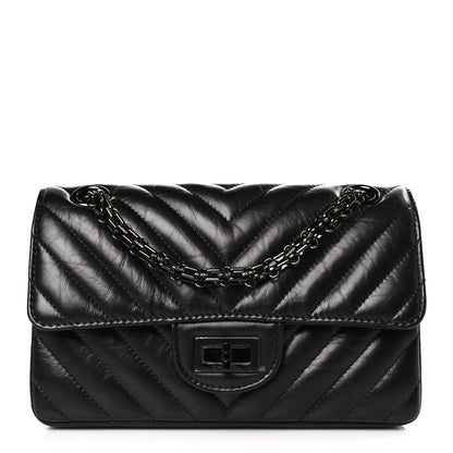 Chanel Aged Calfskin Chevron Quilted 2.55 Reissue Mini Flap So Black 1 of 10