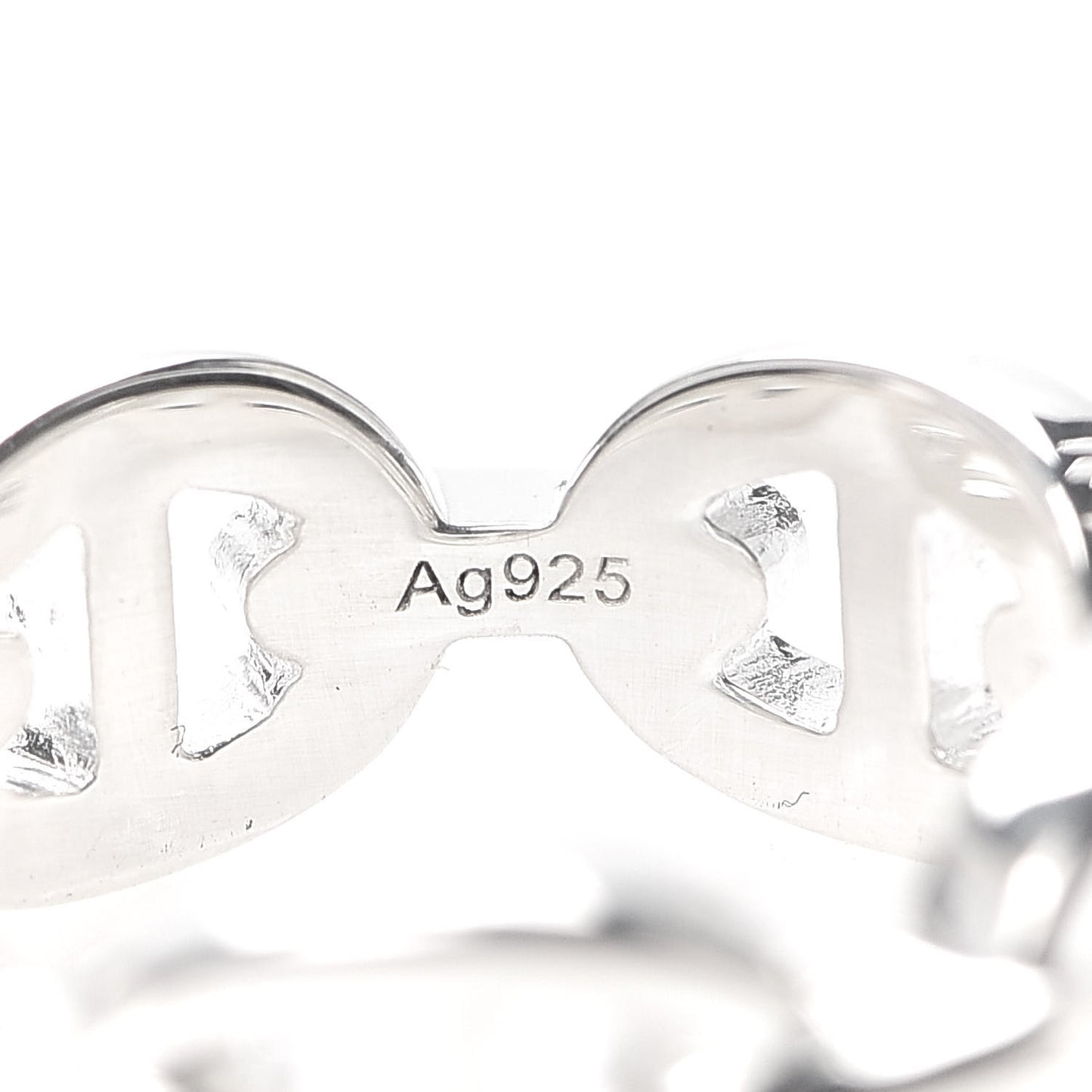 Sterling Silver PM Chaine d'Ancre Enchainee Band Ring 51 5.75
