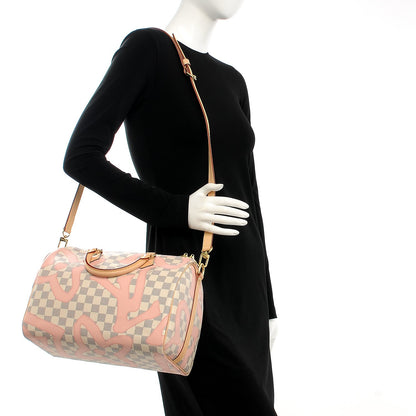Louis Vuitton Damier Azur Tahitienne Speedy Bandouliere 30 Rose Ballerine 2 of 8