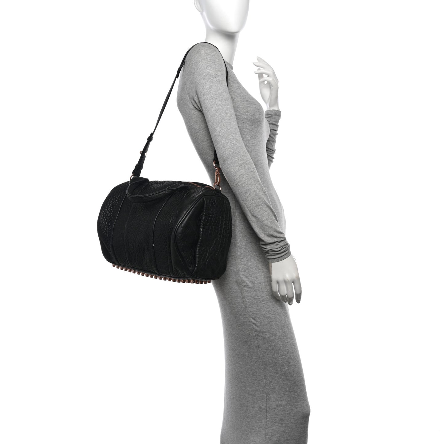 Pebbled Lambskin Rocco Black Rose Gold Hardware