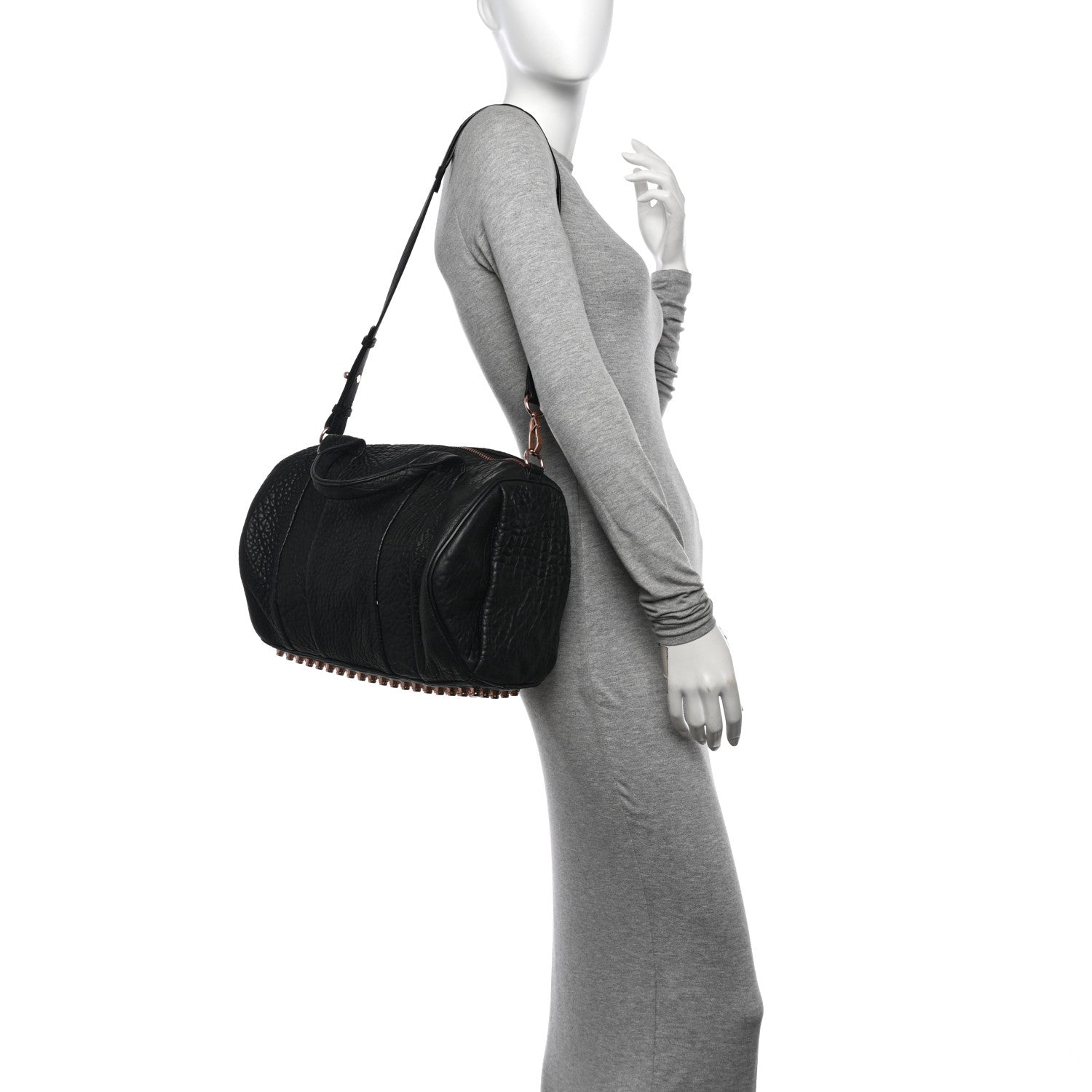 Alexander Wang Pebbled Lambskin Rocco Black Rose Gold Hardware 2 of 13