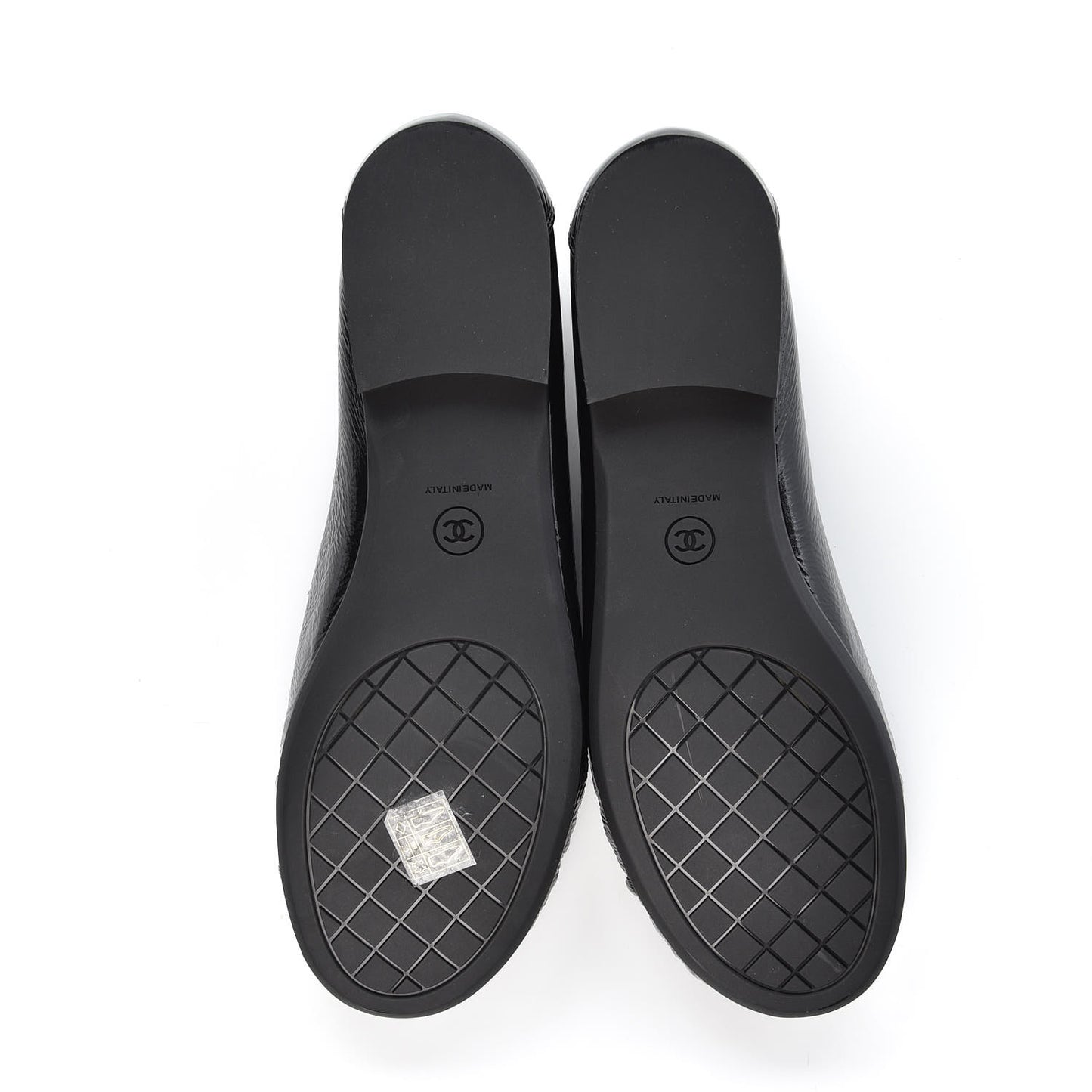 Patent Crackled Calfskin CC Mocassin Loafers 41 Black