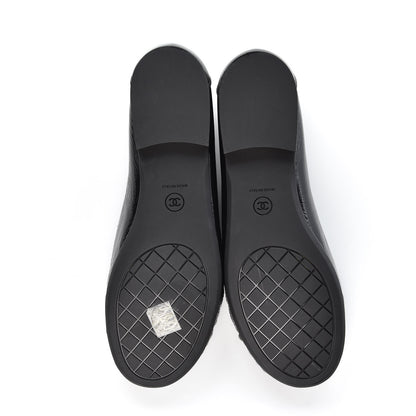 Chanel Patent Crackled Calfskin CC Mocassin Loafers 41 Black 5 of 9