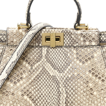 Fendi Snakeskin Shiny Nappa Mini Peekaboo Iconic Satchel Daisy Roccia Camelia 9 of 12