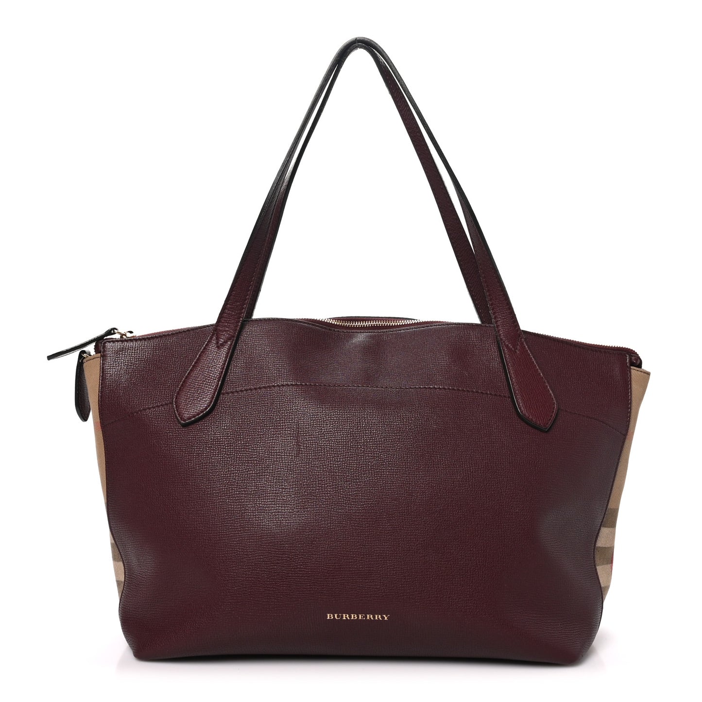 Derby Calfskin House Check Medium Welburn Tote Mahogany Red