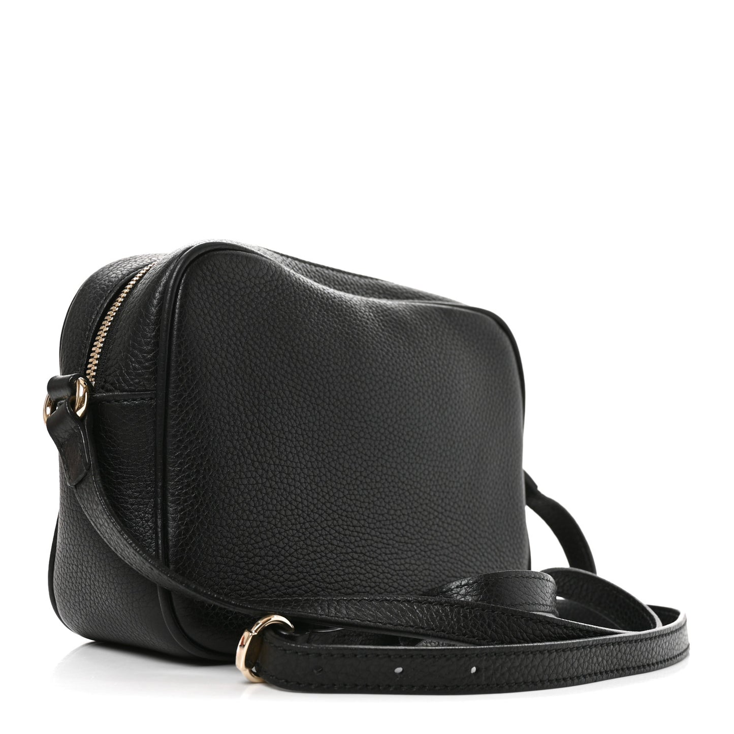 Pebbled Calfskin Small Soho Disco Bag Black