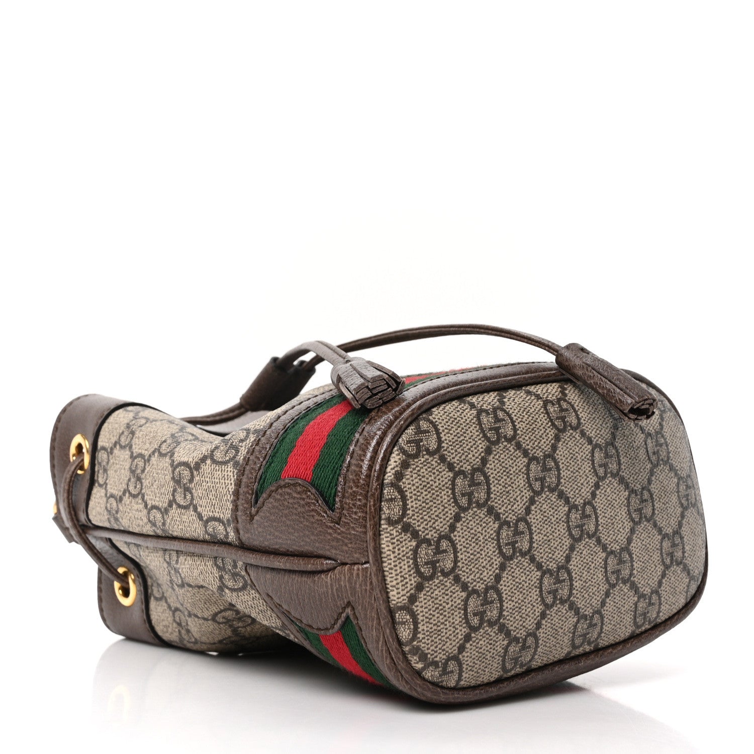 Gucci GG Supreme Monogram Web Mini Ophidia Bucket Bag Brown 4 of 10