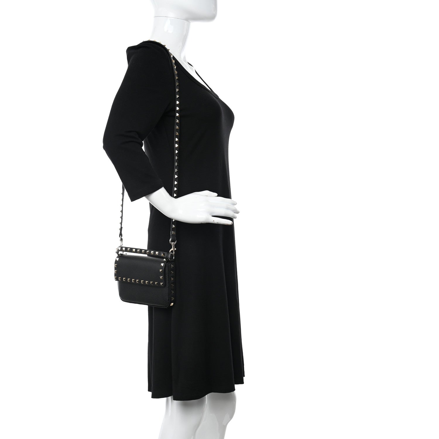Valentino Garavani Grainy Calfskin Rockstud Crossbody Pouch Black 2 of 10