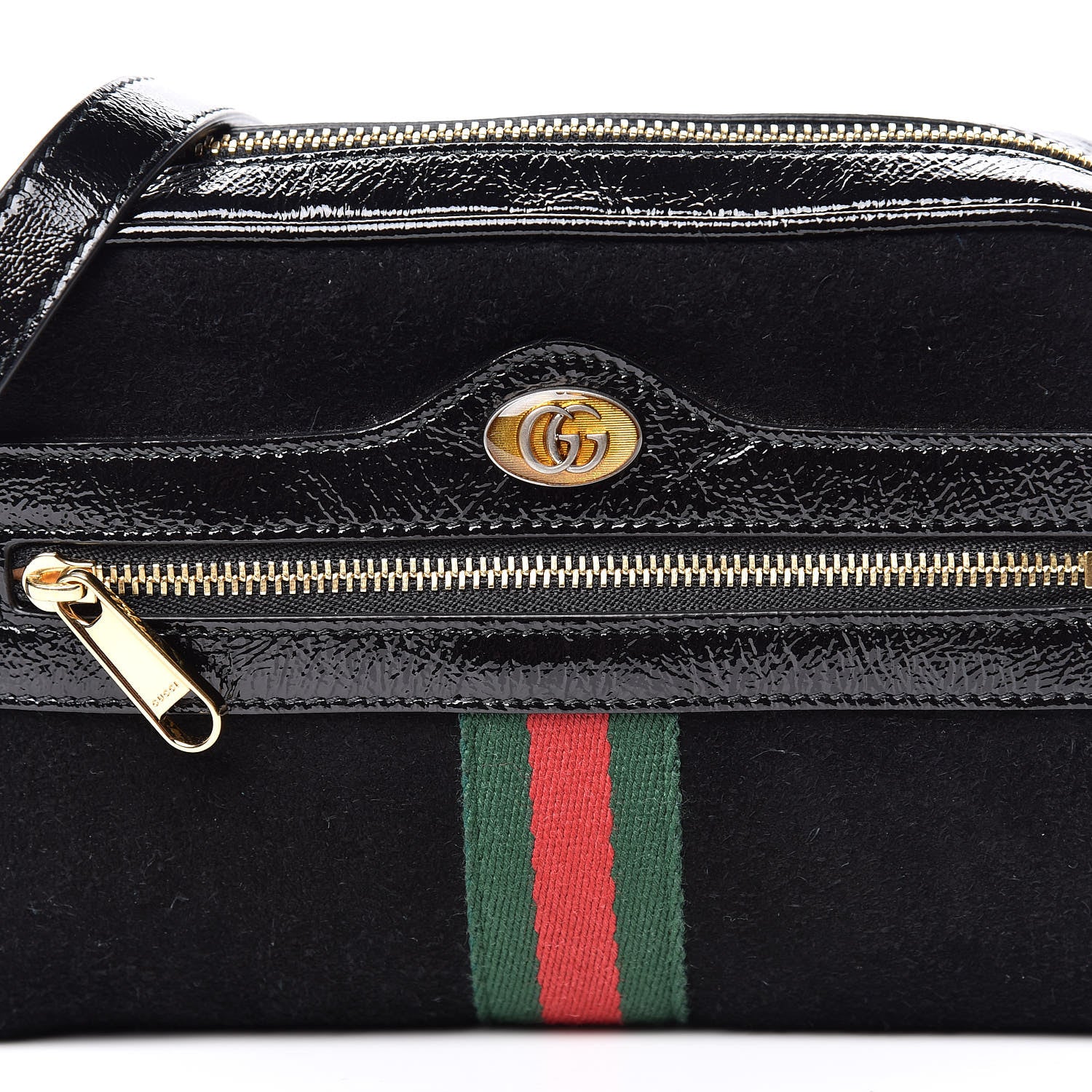 Gucci Suede Patent Web Mini Ophidia Shoulder Bag Black 13 of 14