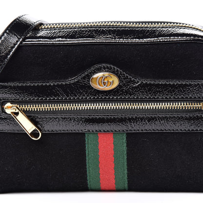 Gucci Suede Patent Web Mini Ophidia Shoulder Bag Black 13 of 14