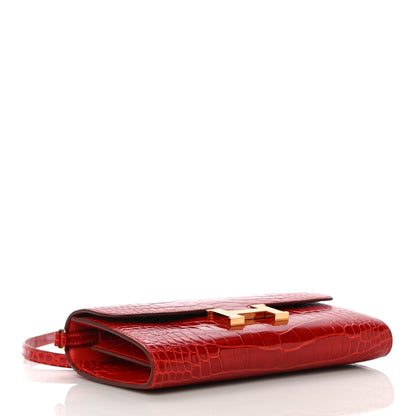 Hermes Shiny Alligator Constance Long Wallet To Go Sanguine 4 of 11