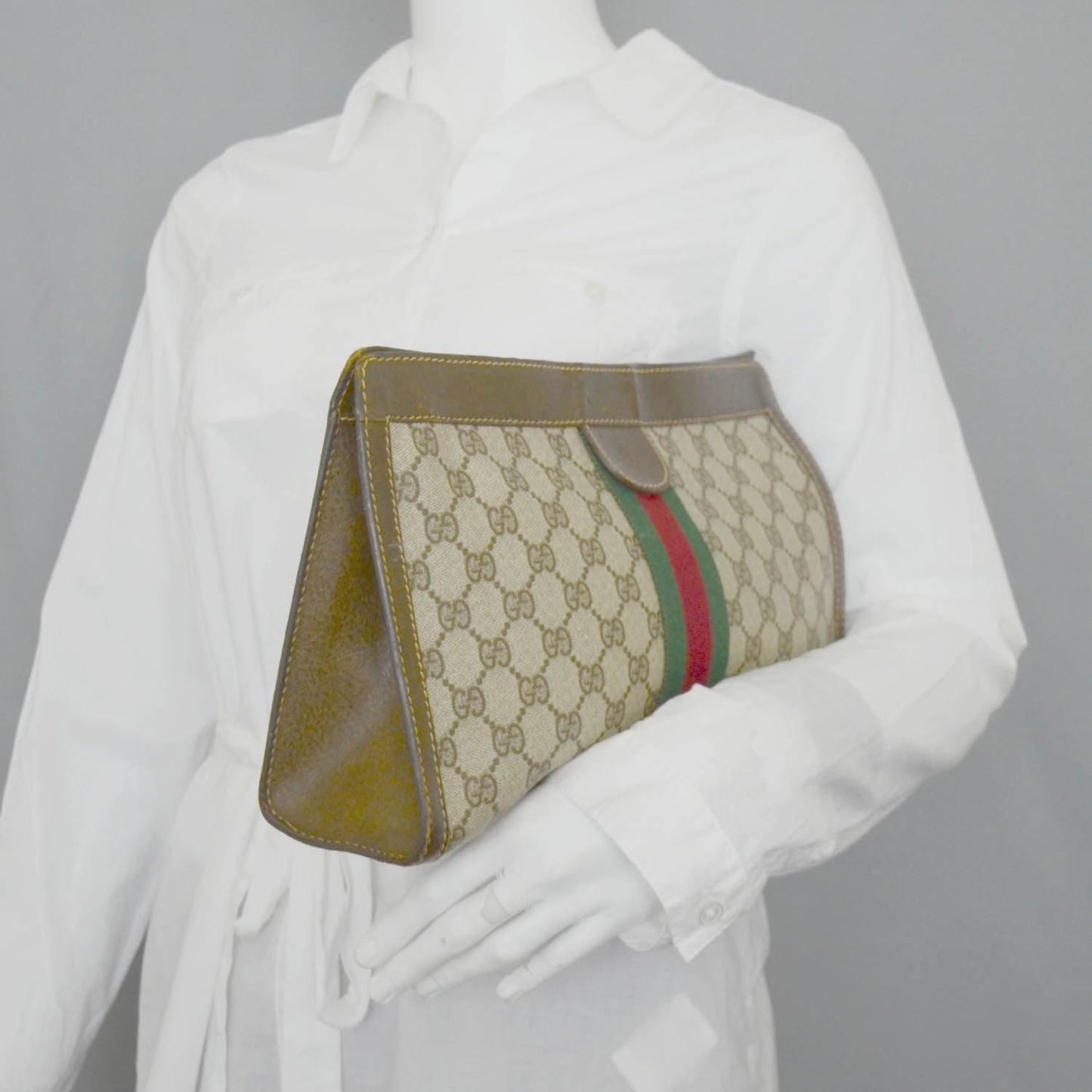 Monogram Web Clutch