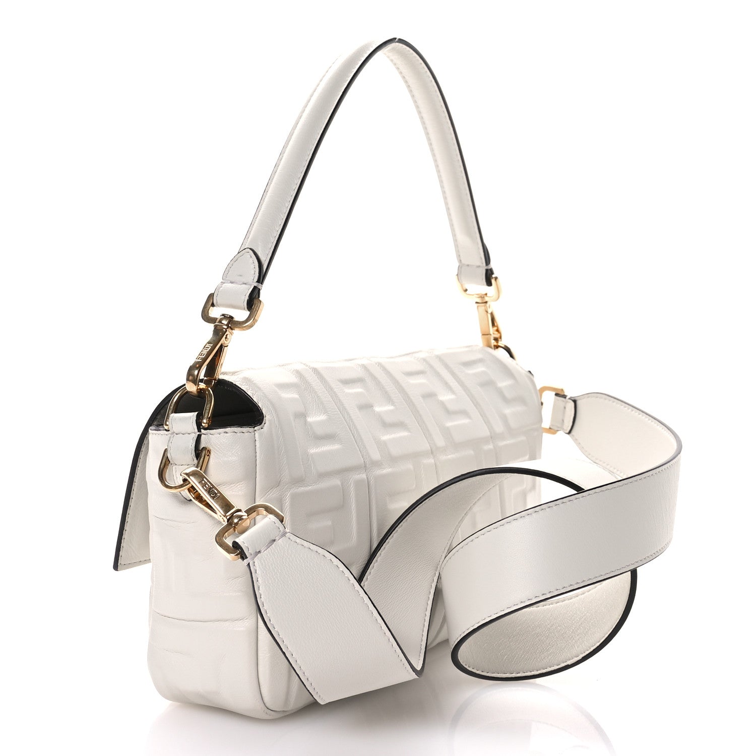 Fendi Nappa FF 1974 Embossed Baguette White 3 of 12