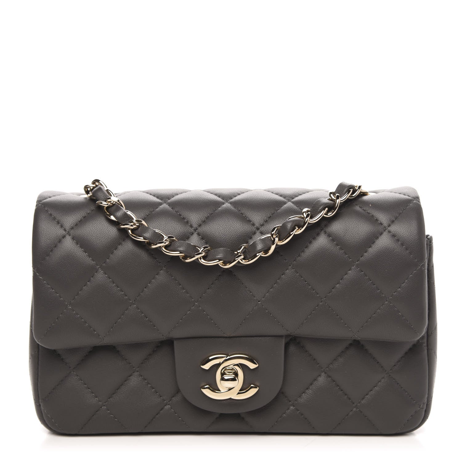 Chanel Lambskin Quilted Mini Rectangular Flap Grey 1 of 11