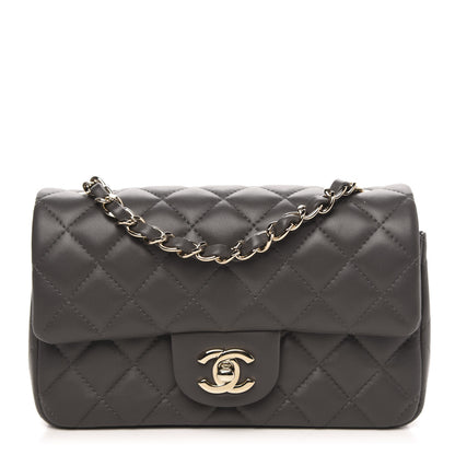 Chanel Lambskin Quilted Mini Rectangular Flap Grey 1 of 11