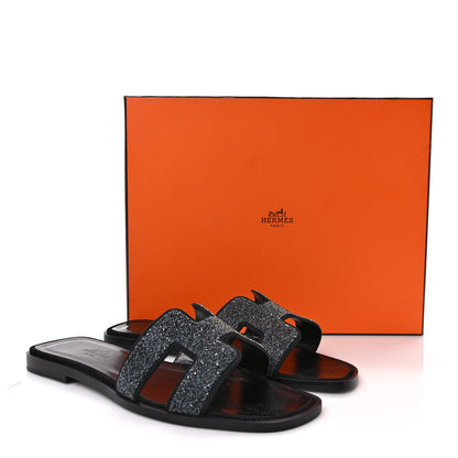 Hermes Suede Goatskin Crystal Powder Oran Sandals 35.5 Marine 8 of 8