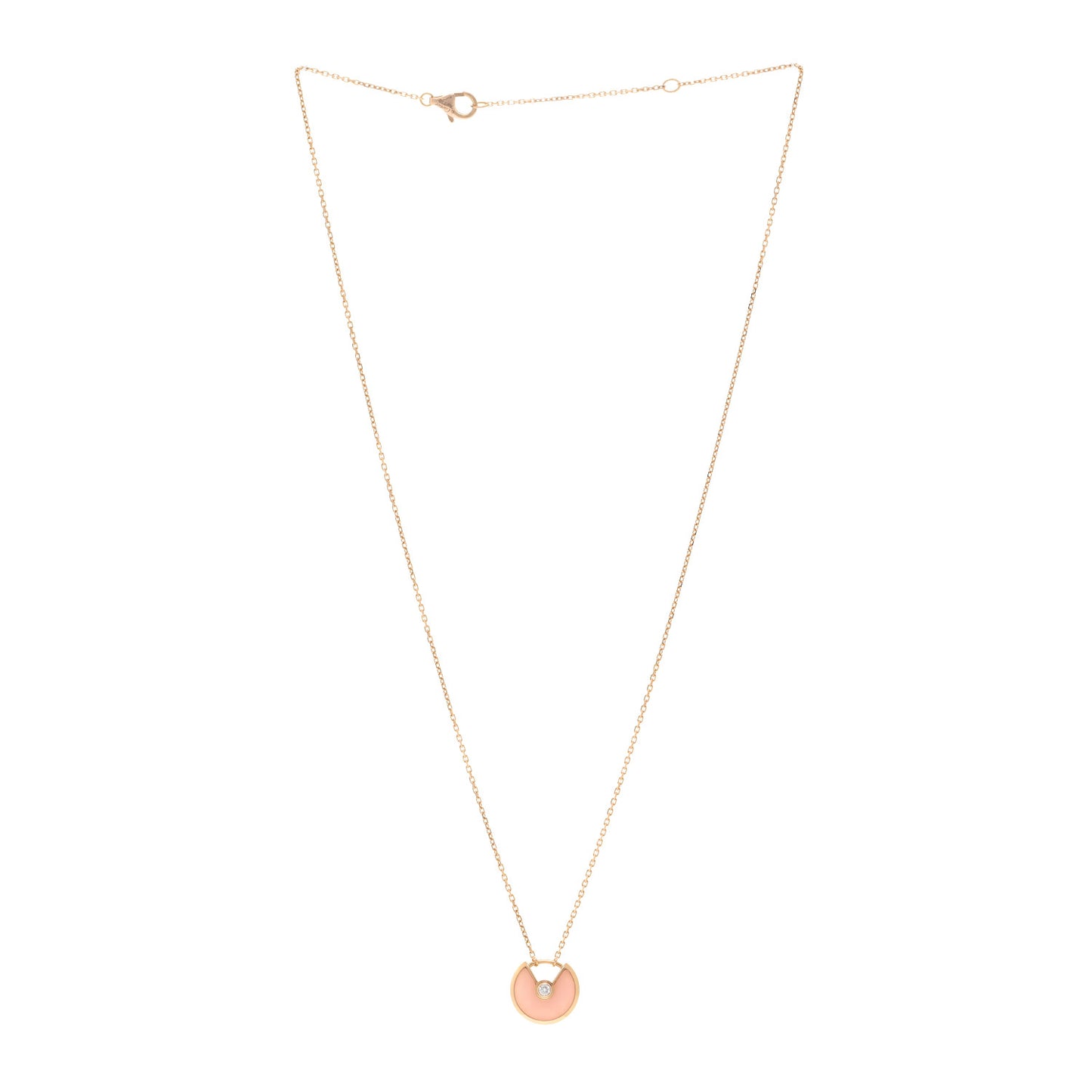 18K Pink Gold Diamond Pink Opal XS Amulette de Cartier Pendant Necklace