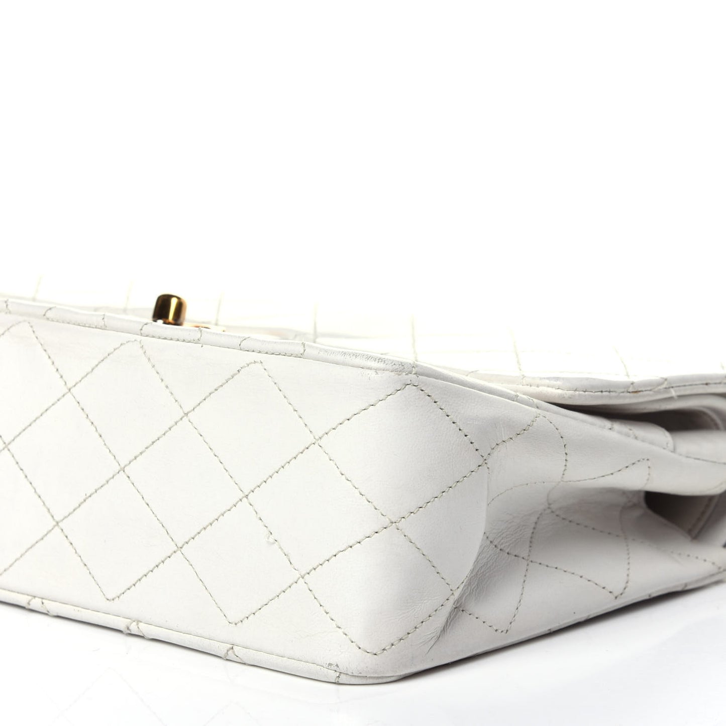 Lambskin Quilted Medium Double Flap White