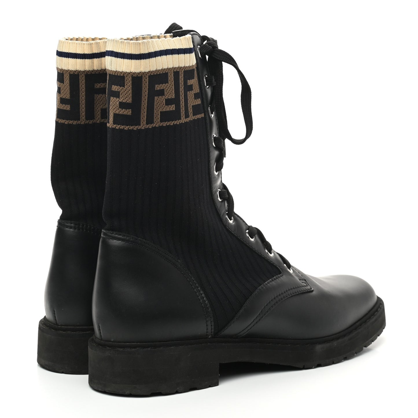 Calfskin Stretch Fabric Rockoko Biker Boots 41 Tobacco Black Marino