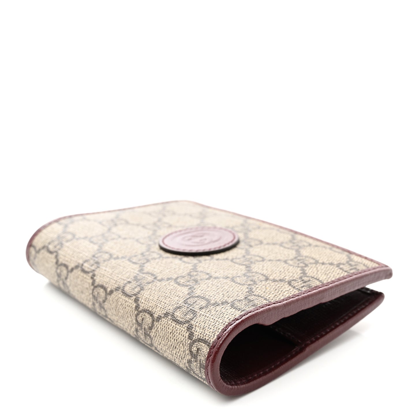 GG Supreme Monogram Azalea Calfskin Retro Interlocking G Passport Case Beige Red