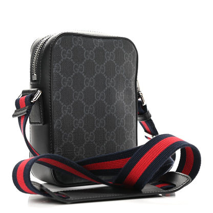 Gucci GG Supreme Monogram Appia Calfskin Web Small Camera Messenger Bag Black Grey 3 of 10