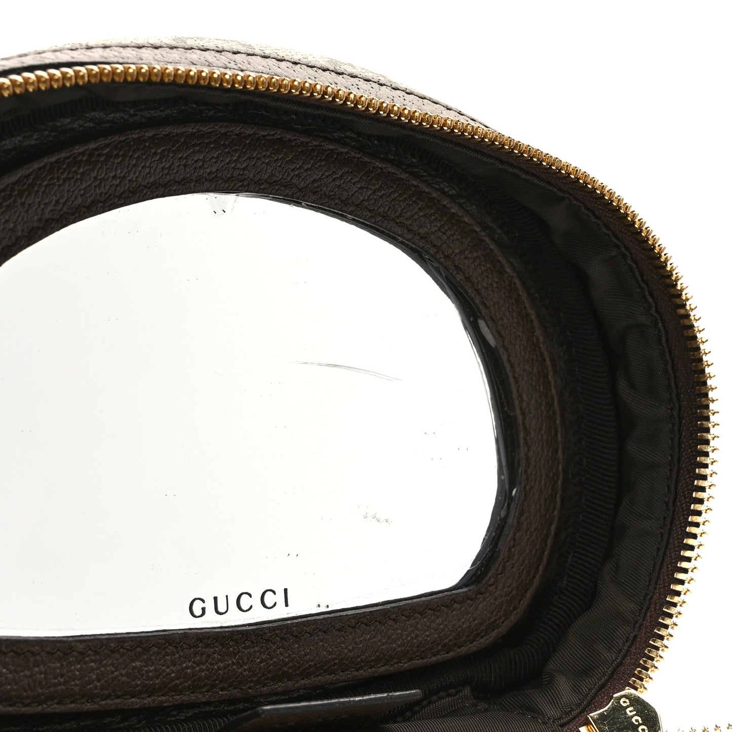 GG Supreme Monogram Textured Calfskin Web Ophidia Vanity Cosmetic Case Beige Ebony New Acero