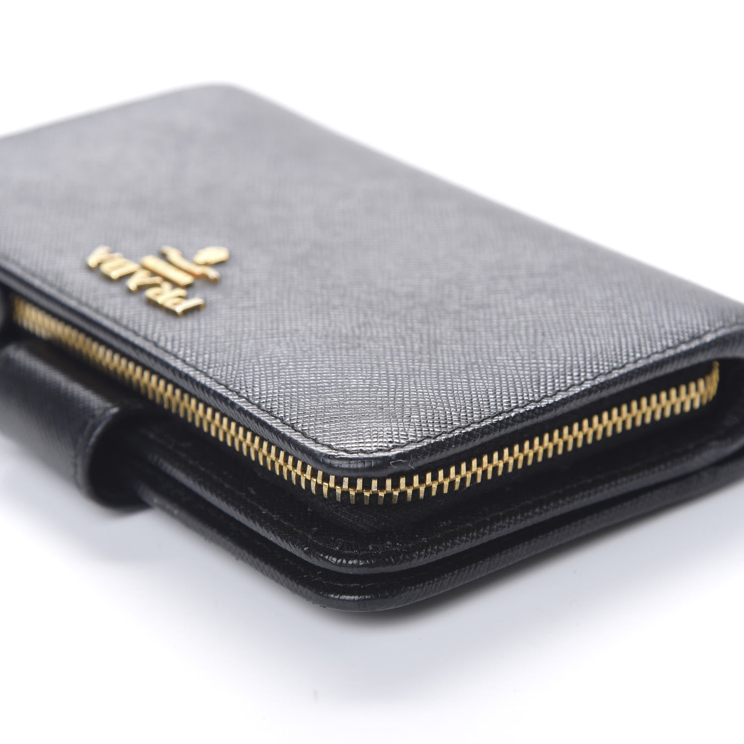 Prada Saffiano Metal Compact Wallet Black 8 of 9