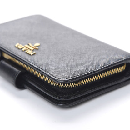 Prada Saffiano Metal Compact Wallet Black 8 of 9