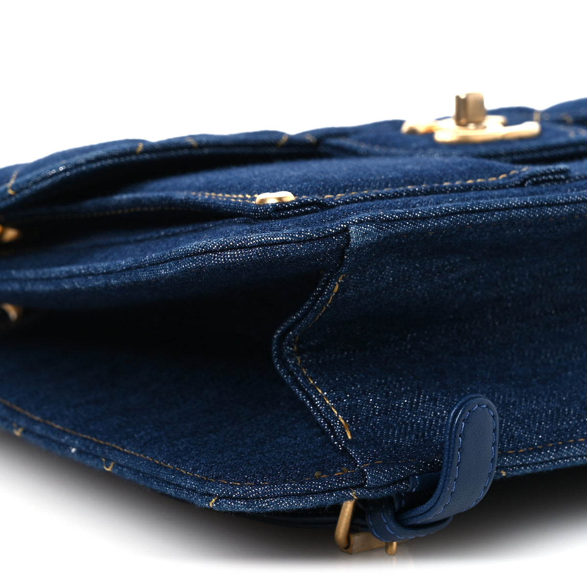 Chanel Denim Quilted Double You Backpack Blue Golden 8 of 12