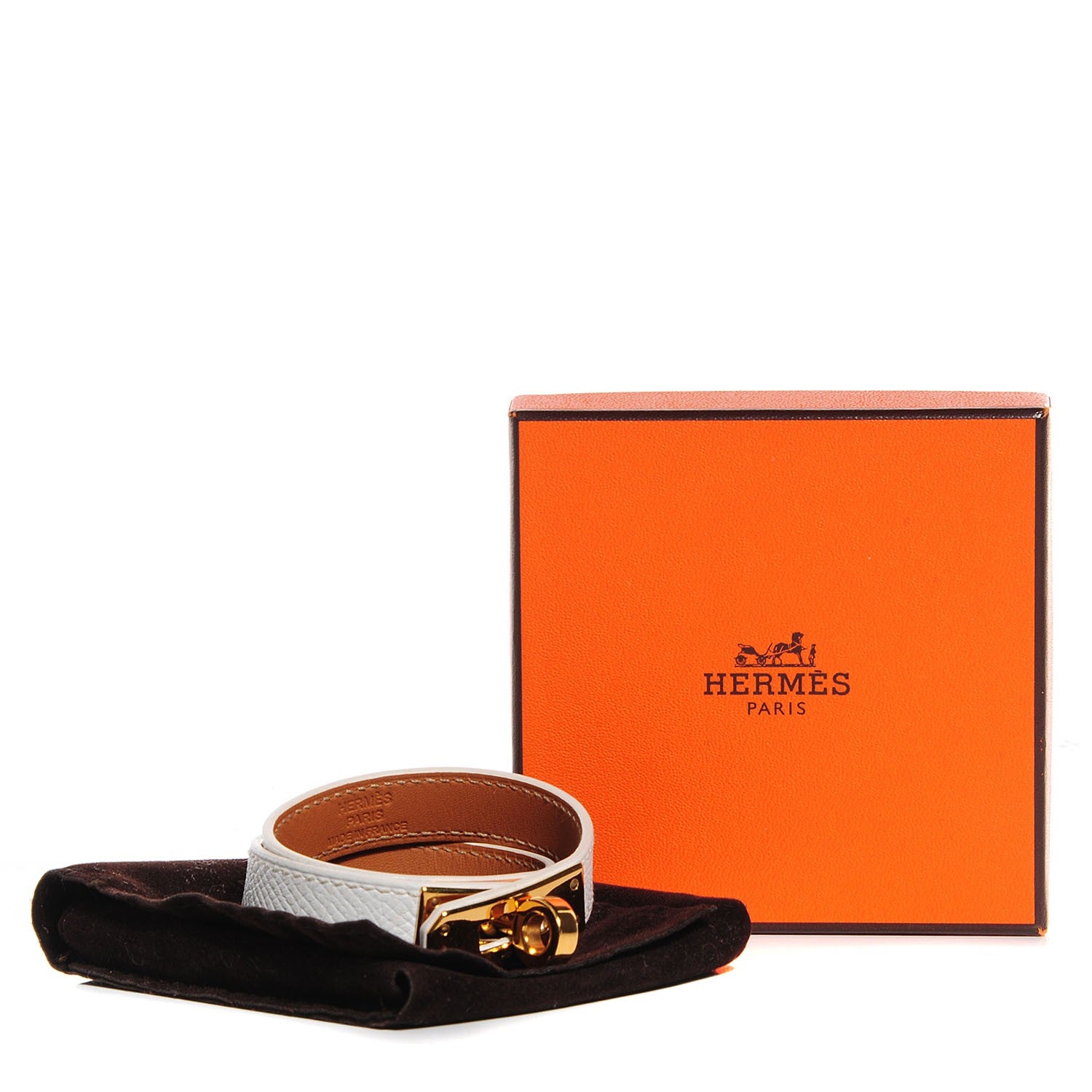Hermes Epsom Kelly Double Tour Bracelet XS White 8 of 8