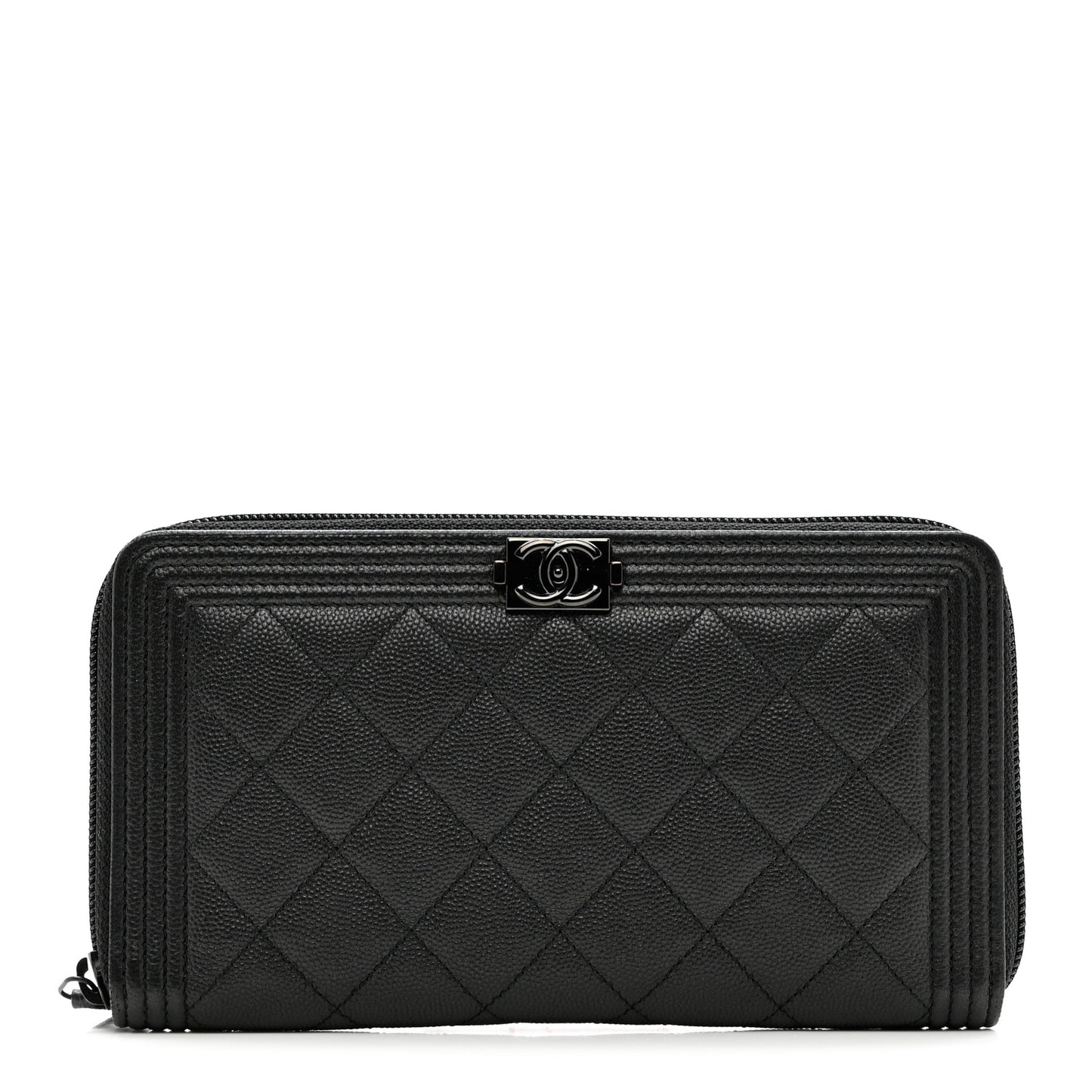 Caviar Quilted Boy Zip Around Organizer Wallet So Black