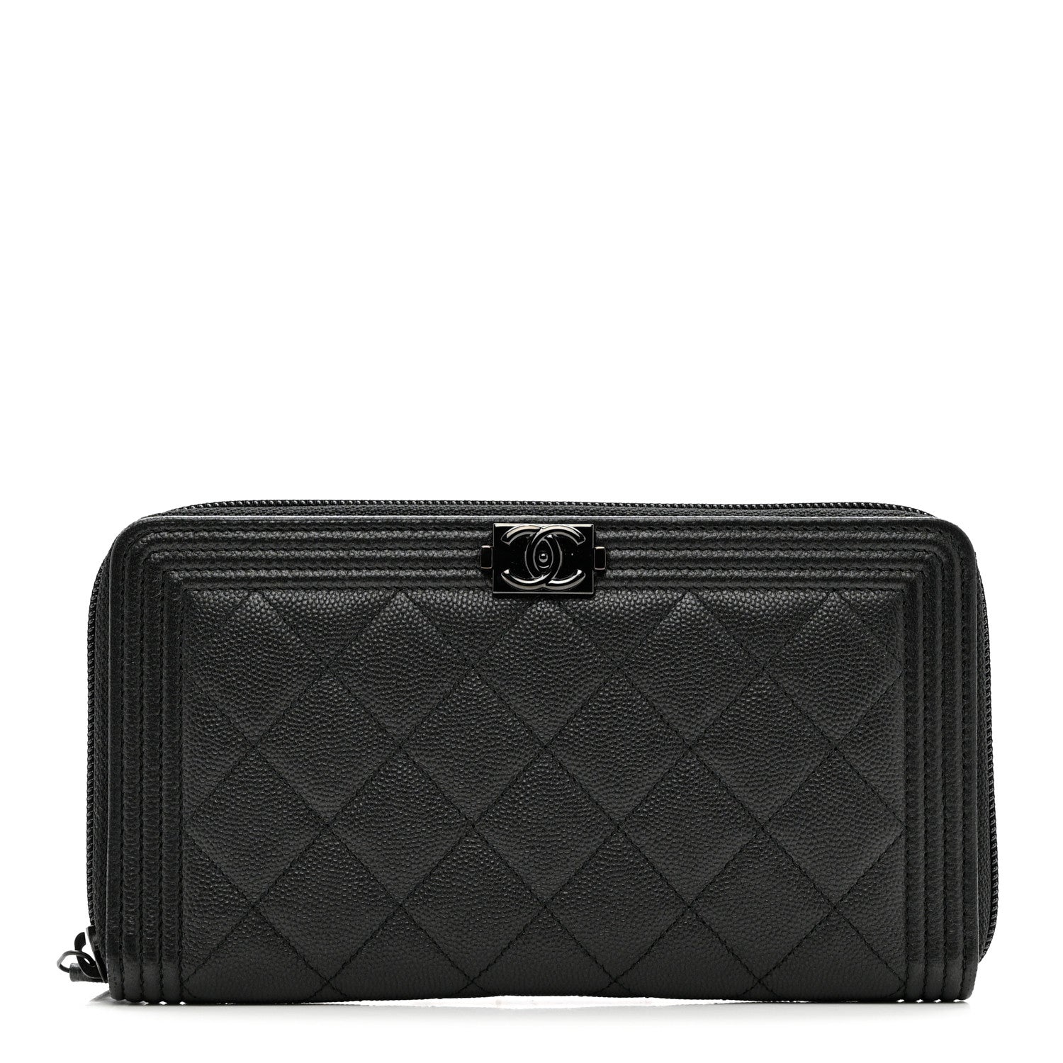 Chanel Caviar Quilted Boy Zip Around Organizer Wallet So Black 1 of 8