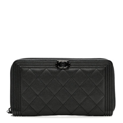Chanel Caviar Quilted Boy Zip Around Organizer Wallet So Black 1 of 8