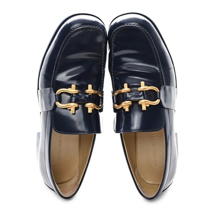 Bottega Veneta Glossy Calfskin Monsieur Loafers 40.5 Navy Blue 2 of 9