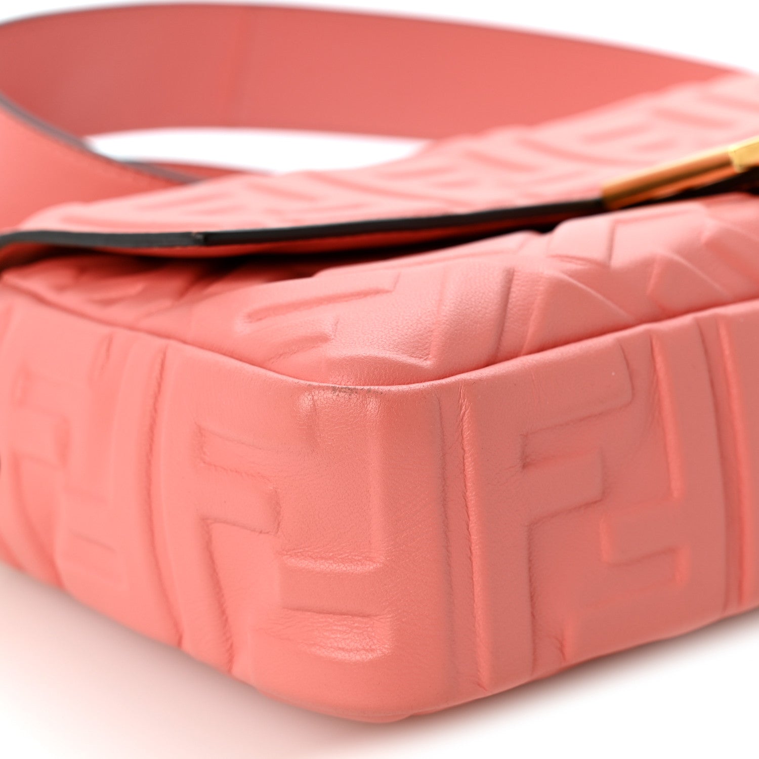 Fendi Nappa FF 1974 Embossed Baguette Rosa Pesca 9 of 11
