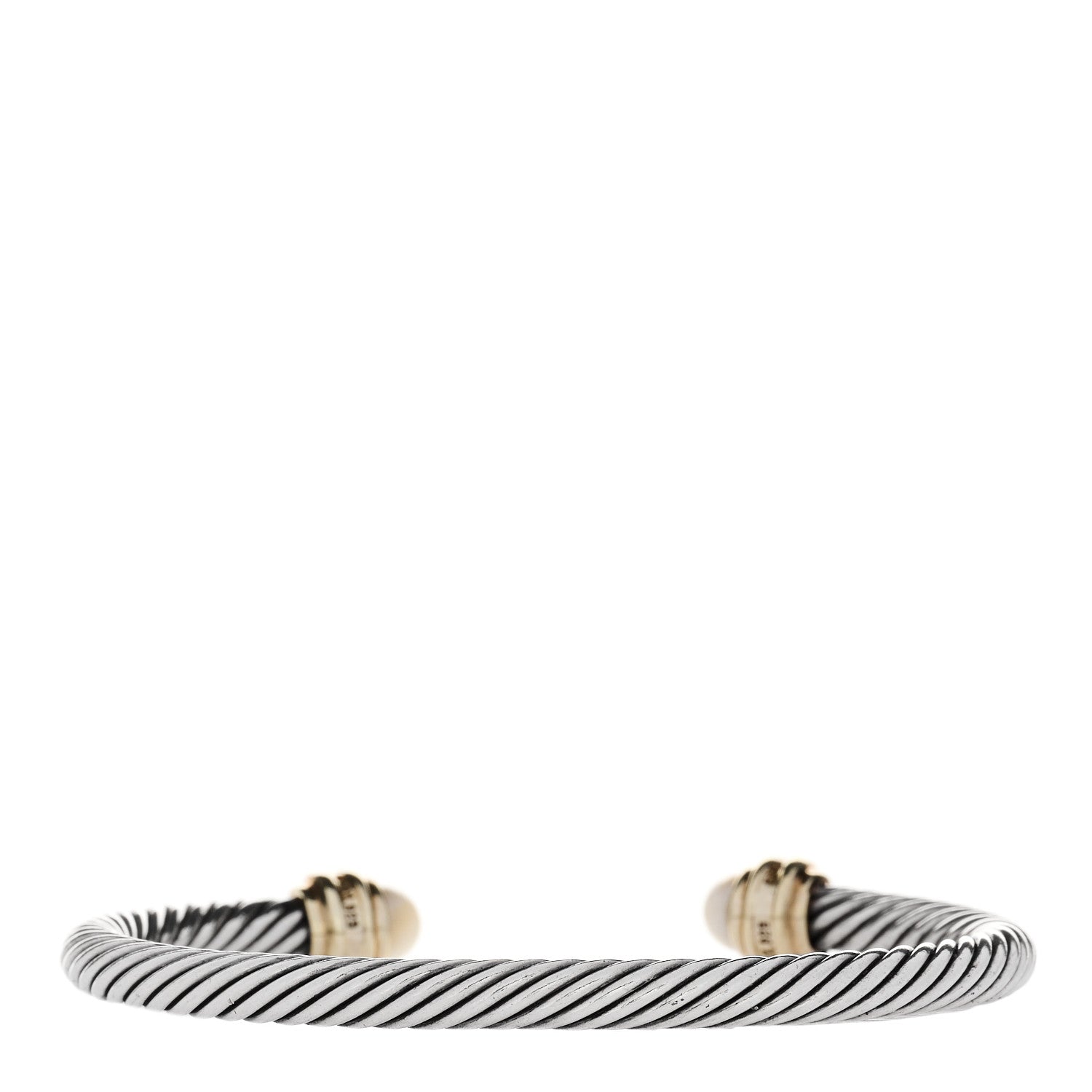 David Yurman Sterling Silver 14K Yellow Gold Cultured Pearl Blue Sapphire 5mm Cable Classics Bracelet 3 of 5