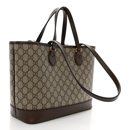 Gucci GG Supreme Monogram Textured Calfskin Small Ophidia Shoulder Tote Bag Beige Ebony New Acero 3 of 11