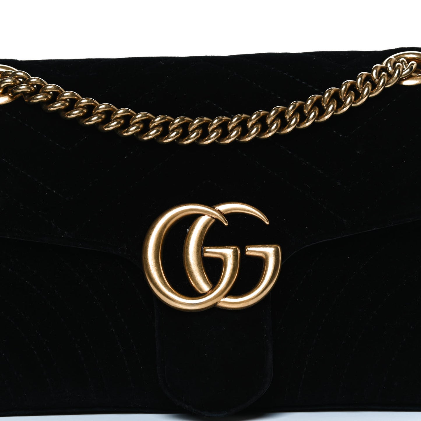 Velvet Matelasse Medium GG Marmont Shoulder Bag Black