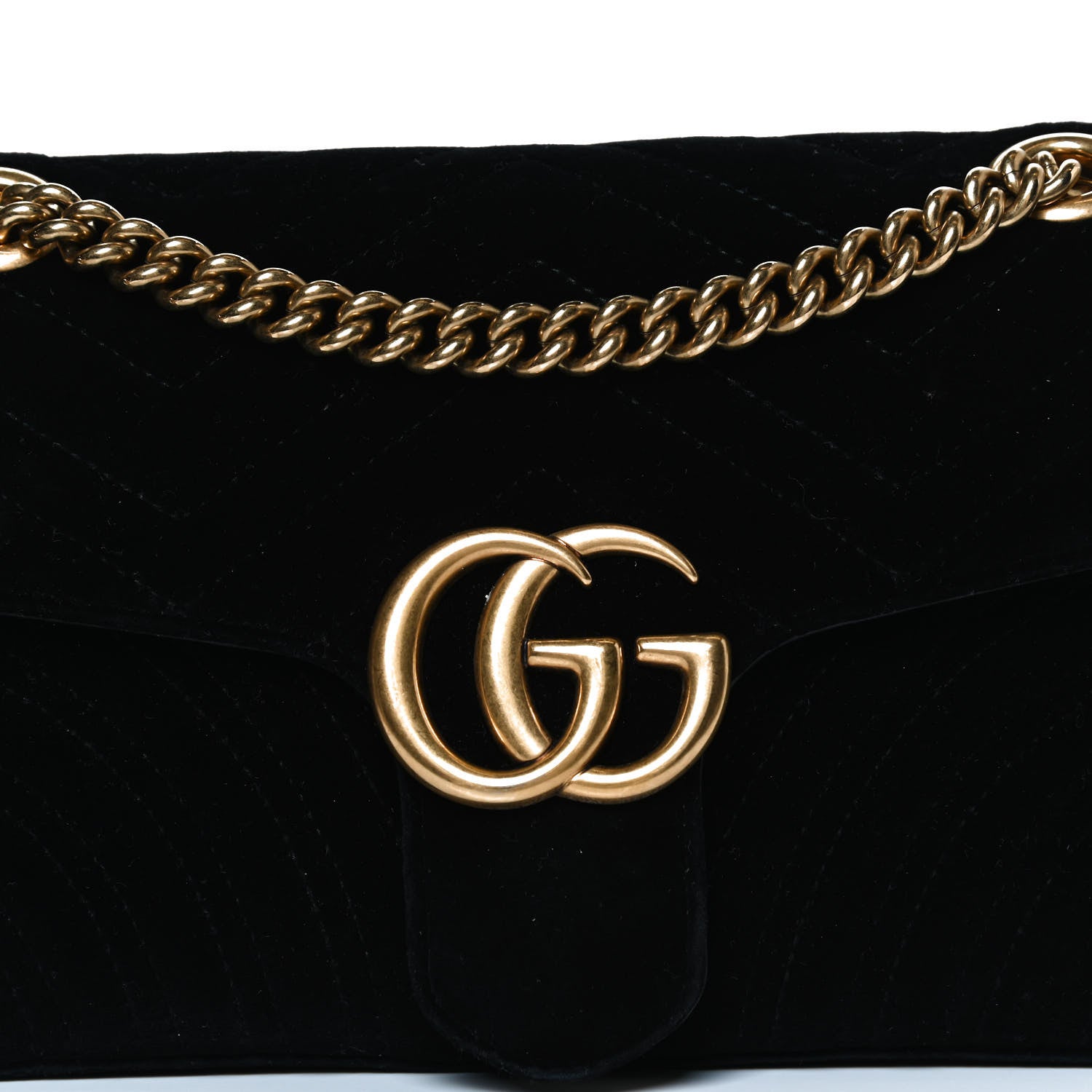 Gucci Velvet Matelasse Medium GG Marmont Shoulder Bag Black 9 of 13