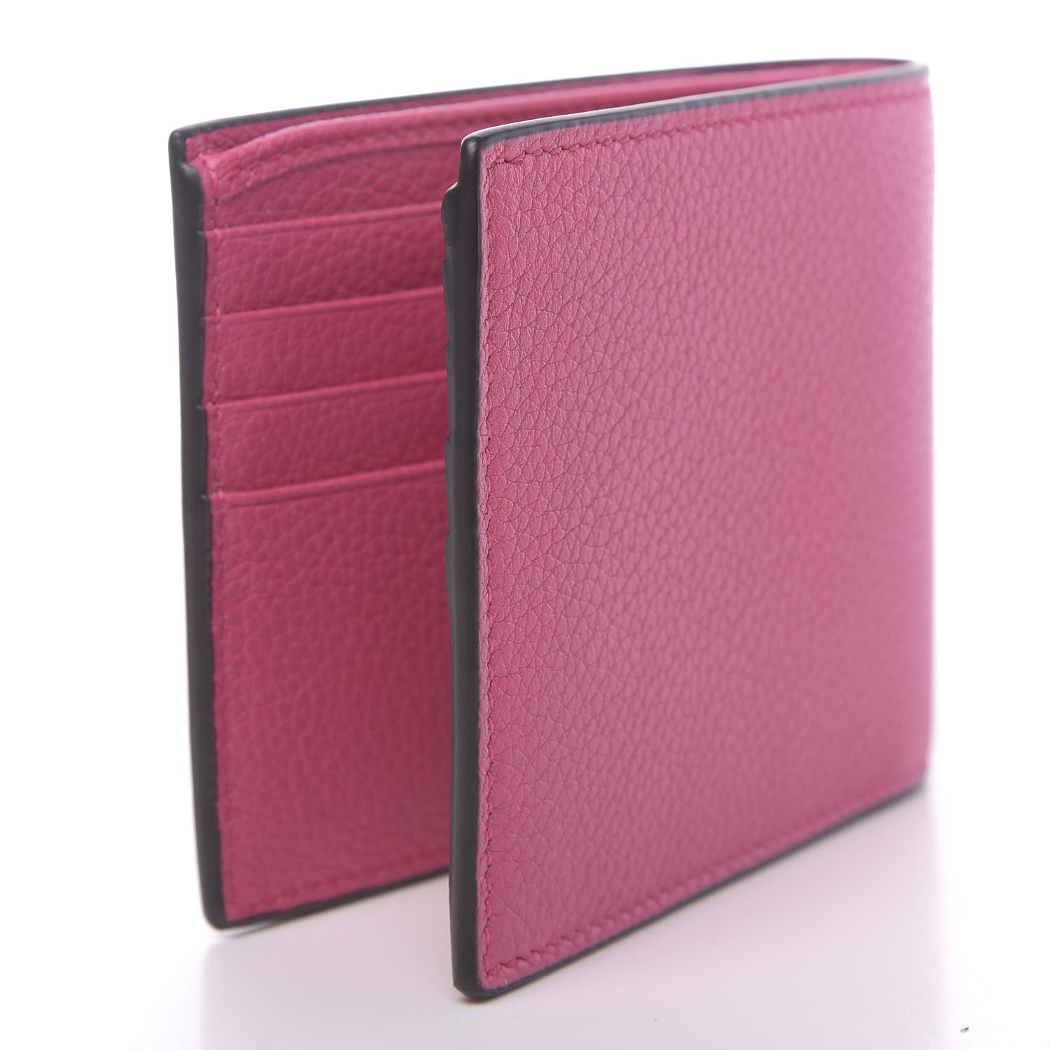 Gucci Grained Calfskin Logo Bi-Fold Wallet Box Pink Green 3 of 8