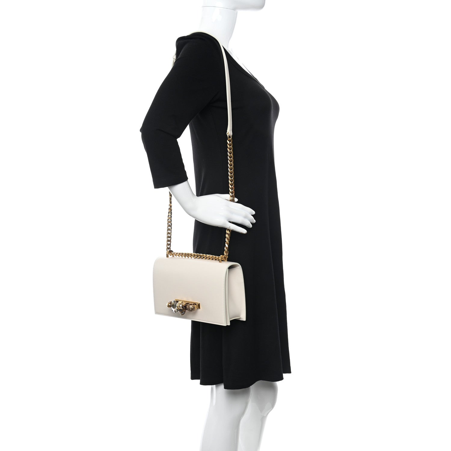 Alexander McQueen Calfskin Jeweled Satchel Ivory 2 of 9