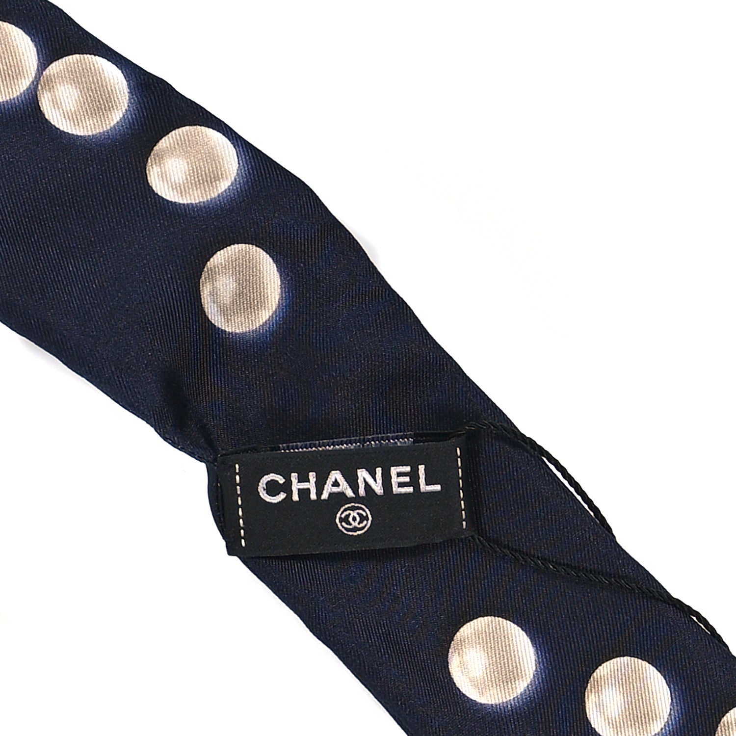 Chanel Silk Pearl CC Slim Bandeau Scarf Dark Navy 3 of 4