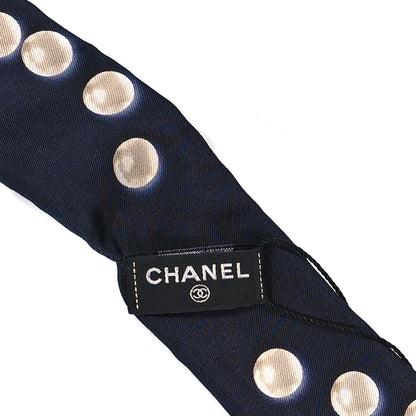 Chanel Silk Pearl CC Slim Bandeau Scarf Dark Navy 3 of 4