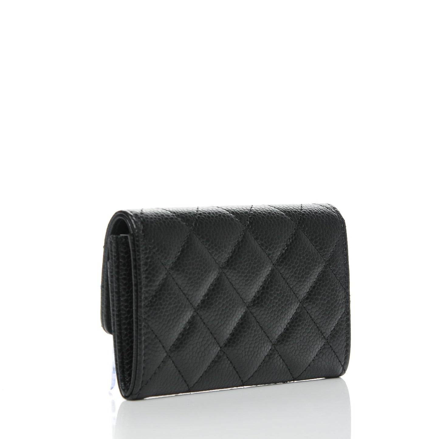 Caviar Quilted Flap Card Holder Black