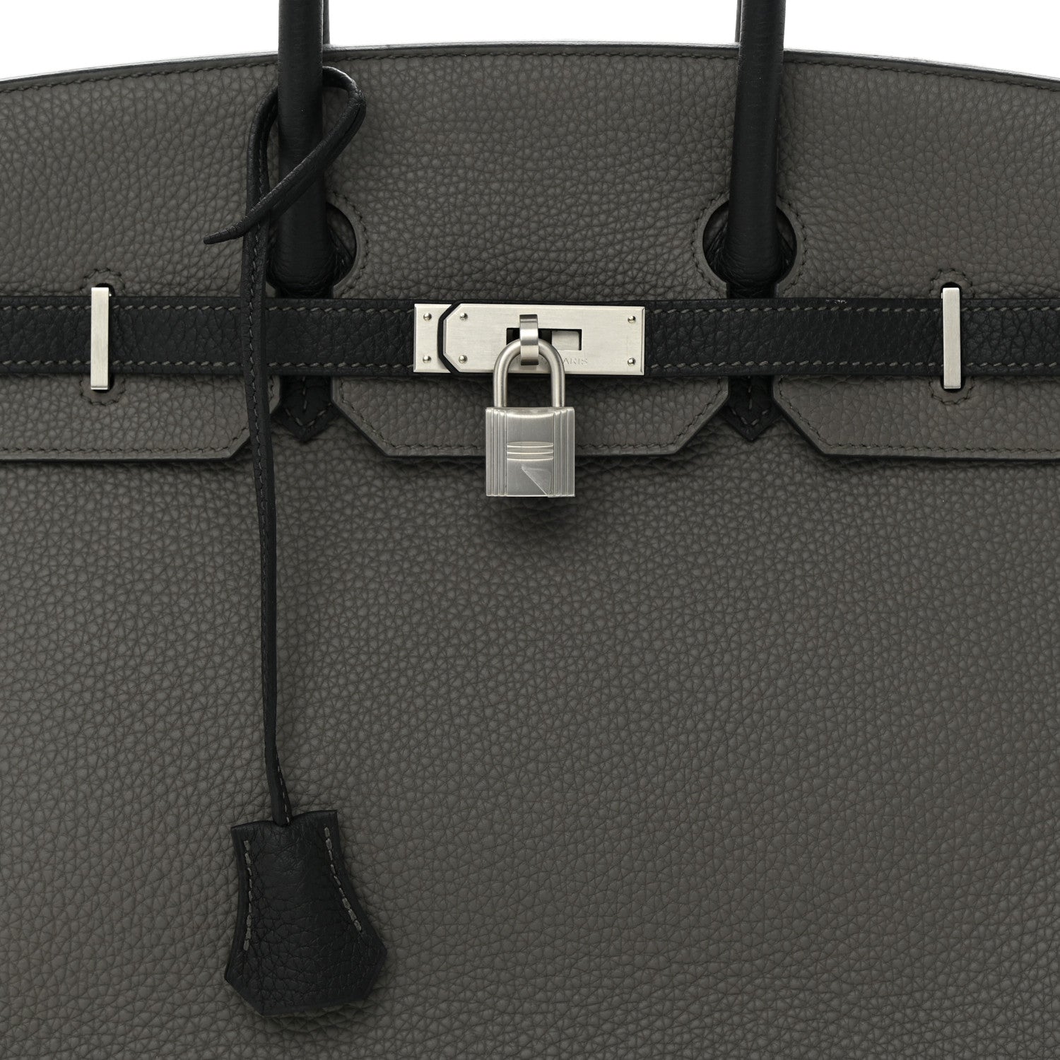 Hermes Togo Bi-Color Horseshoe Birkin 35 Etain Black 8 of 16