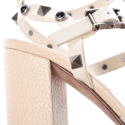 Valentino Garavani Calfskin Onyx Rockstud Rolling 90mm City Sandals 35 Ivory 8 of 11