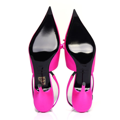 Balenciaga Satin Pointed Toe Knife Slingback Mules 39.5 Rose Fuchsia 6 of 11