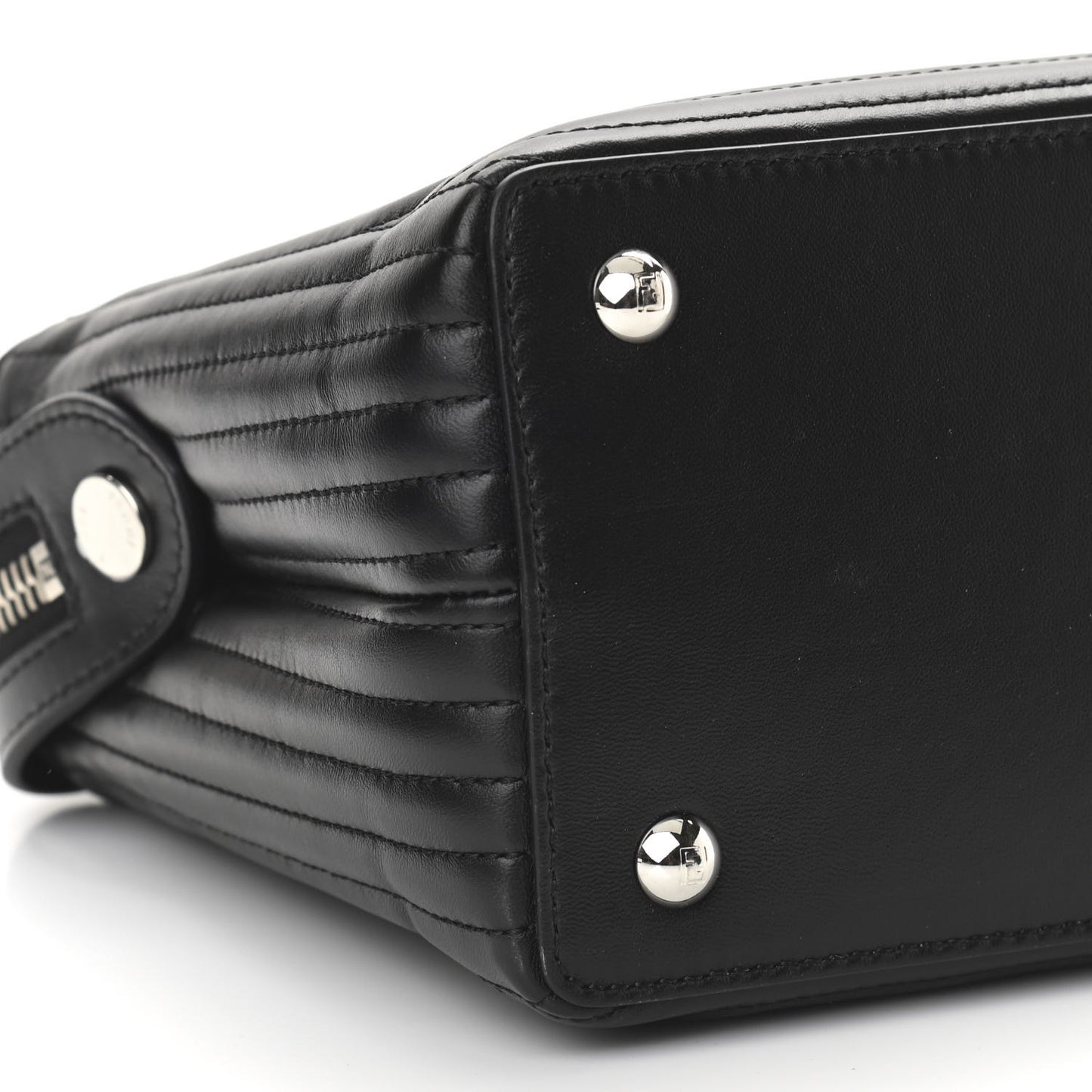 Shiny Nappa Trapuntata Small DotCom Click Chain Satchel Black