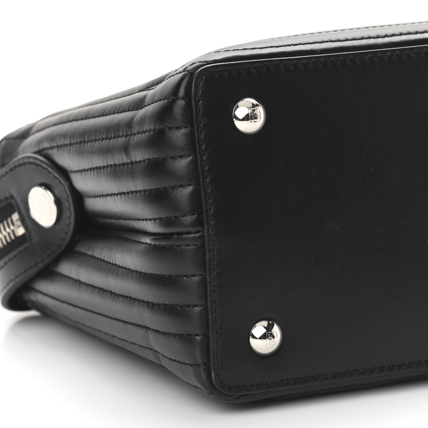 Fendi Shiny Nappa Trapuntata Small DotCom Click Chain Satchel Black 11 of 12